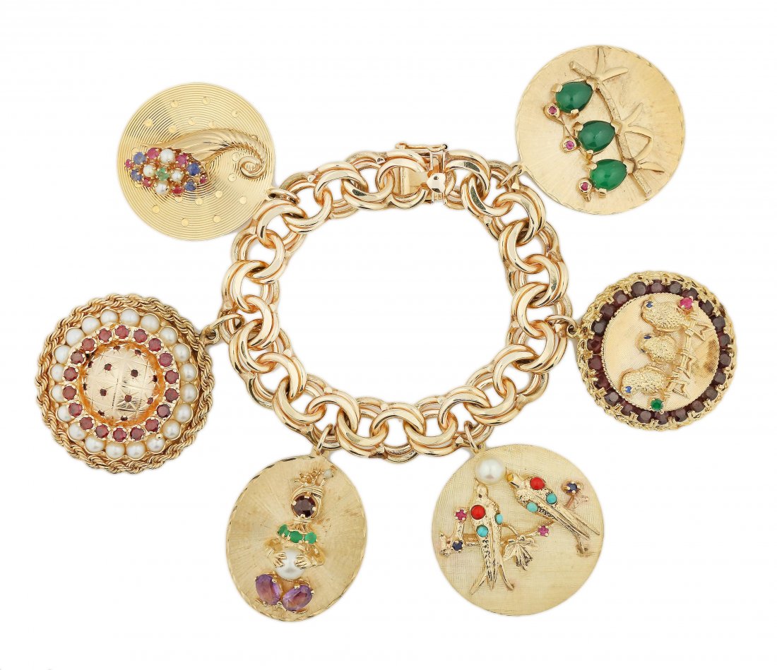 SEMI PRECIOUS STONE CHARM BRACELET (1 of 2)