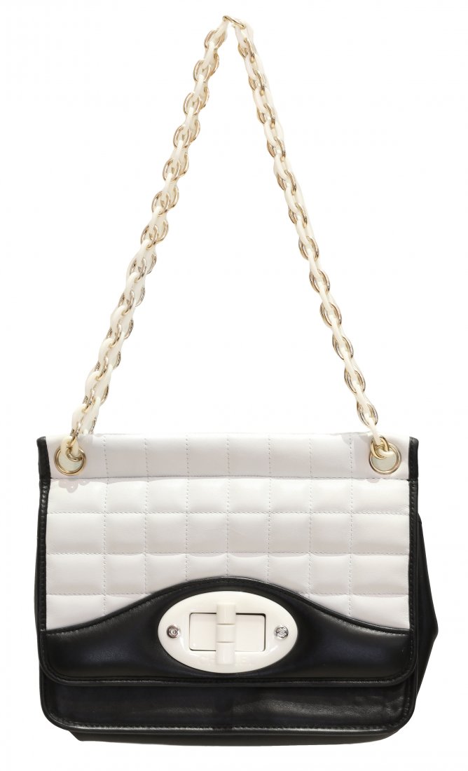 CHANEL, TWO TONE,BLACK AND WHITE LEATHER (1 of 1)