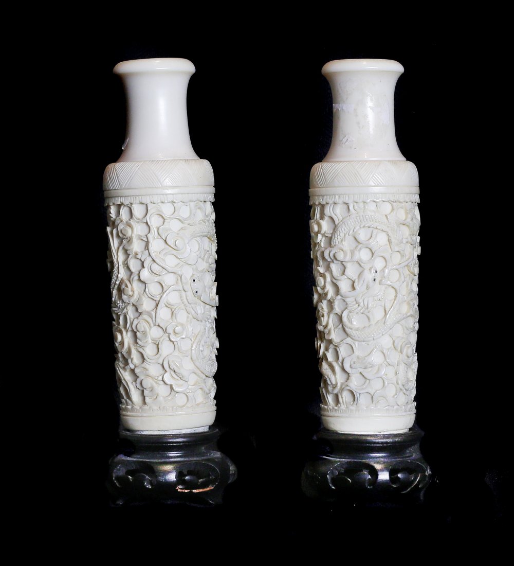 SMALL PAIR IVORY VASES (1 of 1)