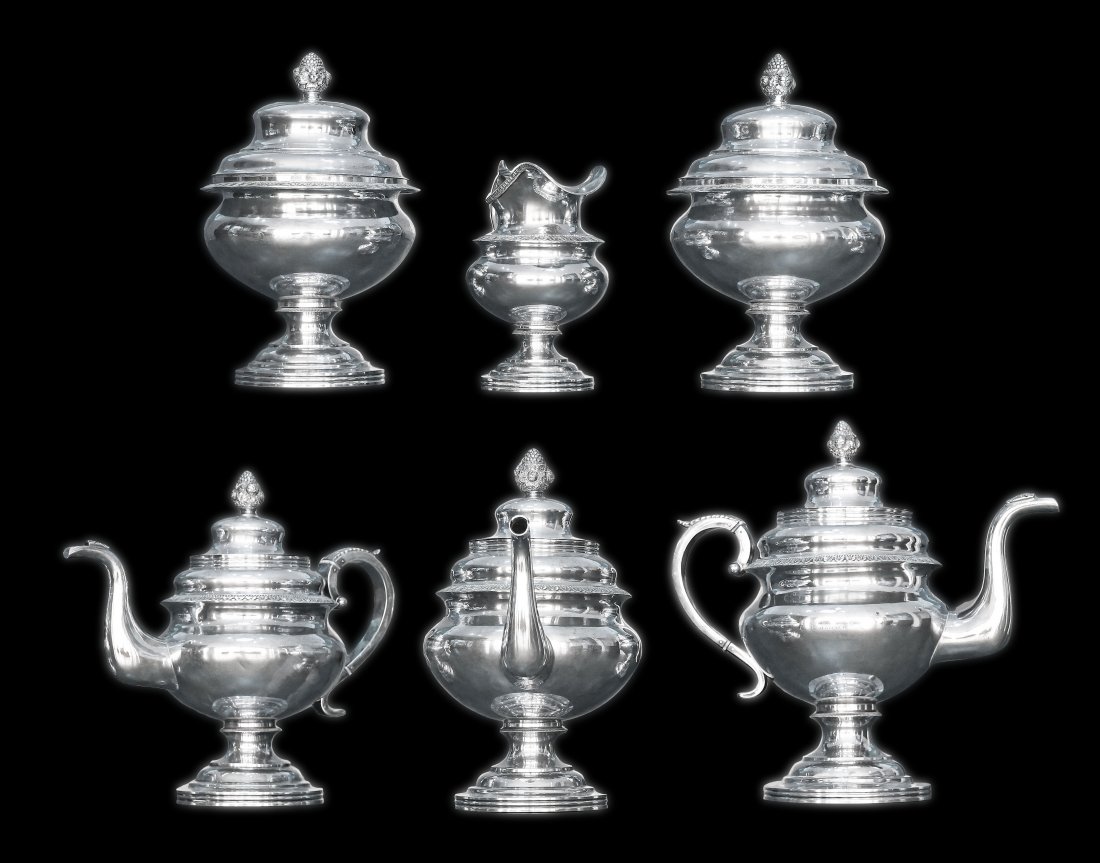 FINE SIX-PIECE STERLING SILVER TEA SERVICE CIRCA 1825 (1 of 1)