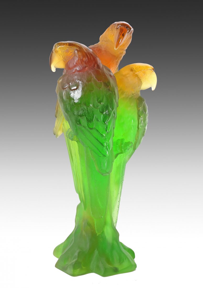 LARGE AND FINE DAUM "PARROT" GROUP, LIMITED EDITION (1 of 3)