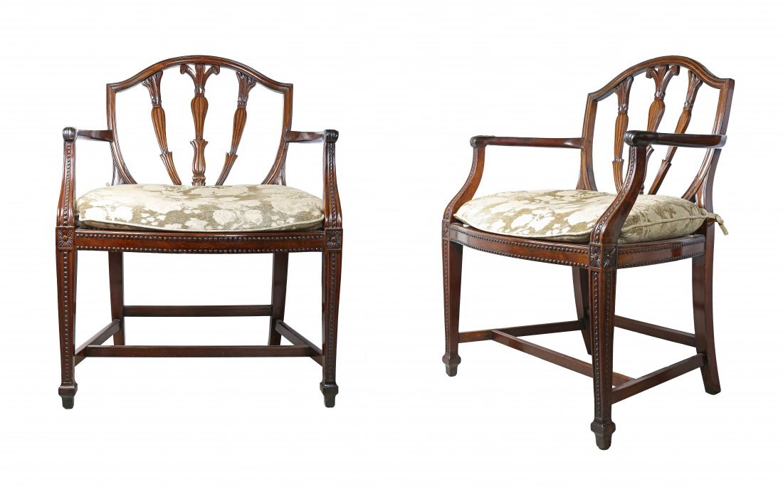FINE CARVED LIGNUM VITAE OPEN ARMCHAIRS (1 of 1)
