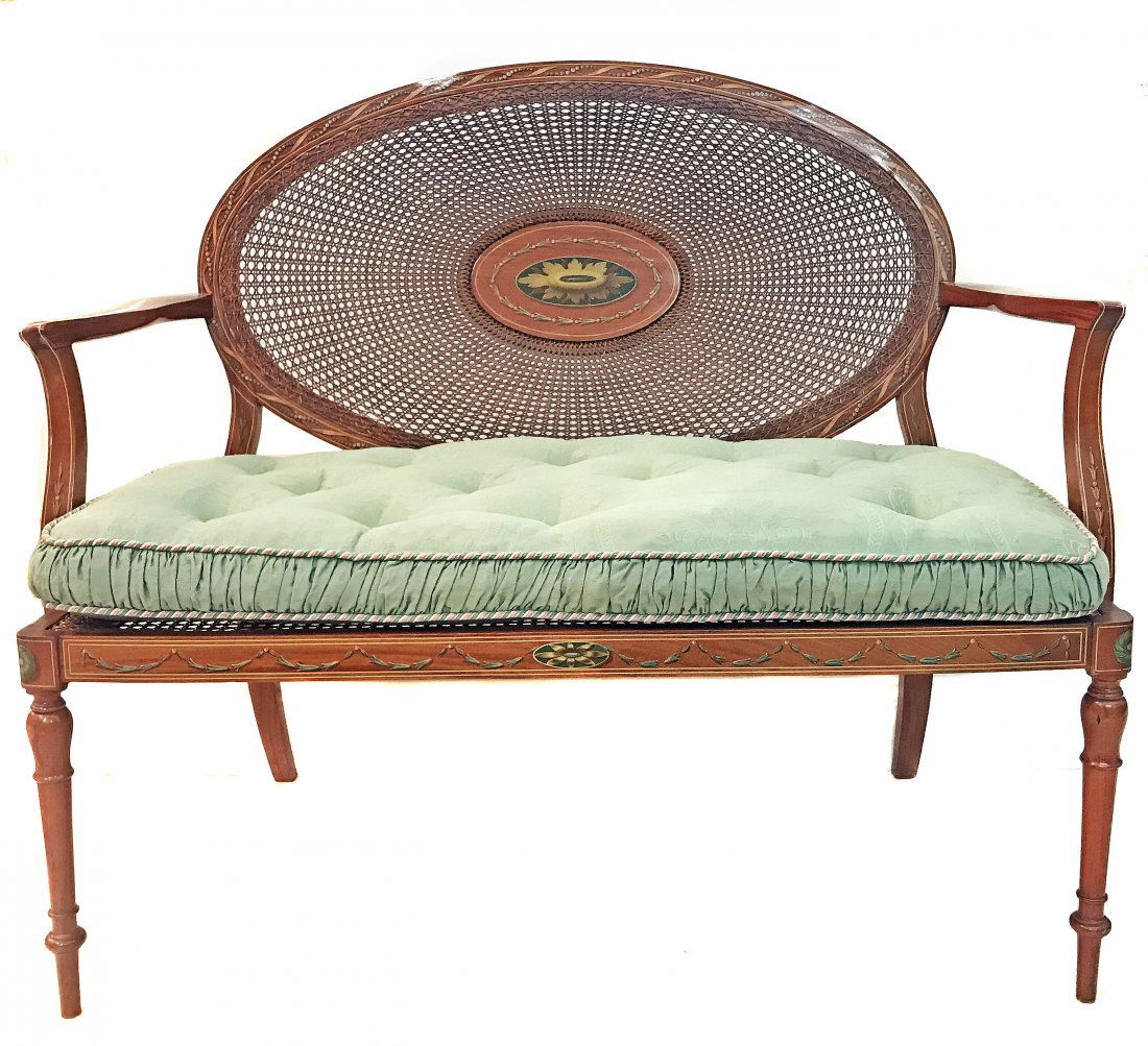 A French painted and cane settee (1 of 1)