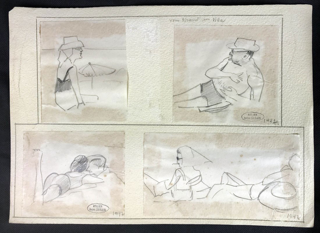 André DERAIN (1880-1954): Property of Danieli Art World Gallery Sold to benefit the Palm Beach Synagogue ANDRE DERAIN (1880-1954) "VERS STRAINT IN VILLA" TWO stamped 'ATELIER André DERAIN \' Drawing Ink/Pencil 11 x 8 in. (27.