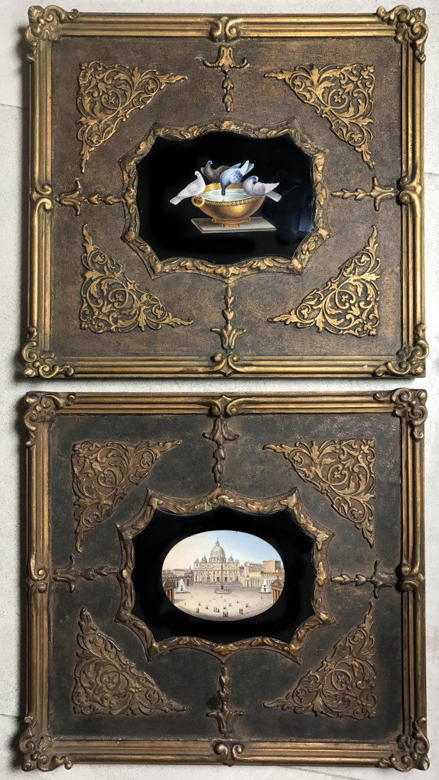 TWO ITALIAN MICROMOSAIC PLAQUES (1 of 3)