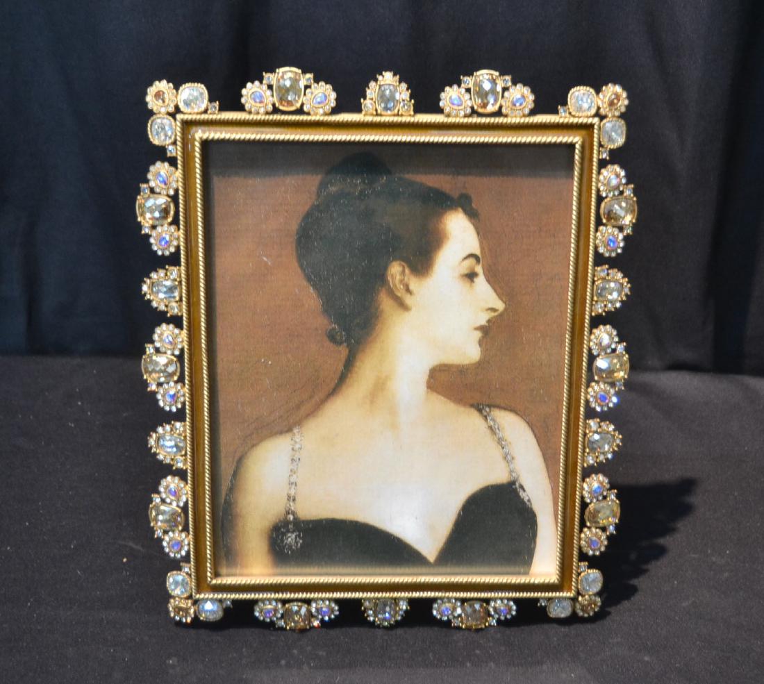 JAY STRONGWATER YOLANDA GOLD PEARL ENAMELED: FRAME WITH LARGE STONE EDGE - 8" x 10" ; 10" x 12"