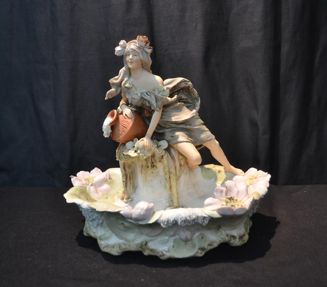 ROYAL DUX GIRL WITH WATER JUG OVER SHELL: 14" x 10" x 13"