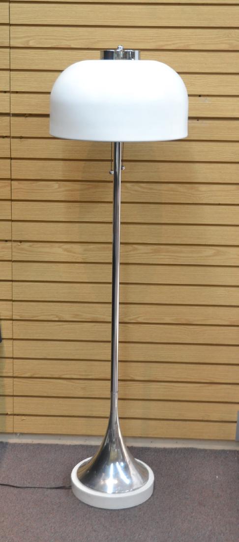 VERNER PANTON FLOOR CHROME LAMP WITH: WHITE SHADE - 17" x 67" (UNSIGNED)