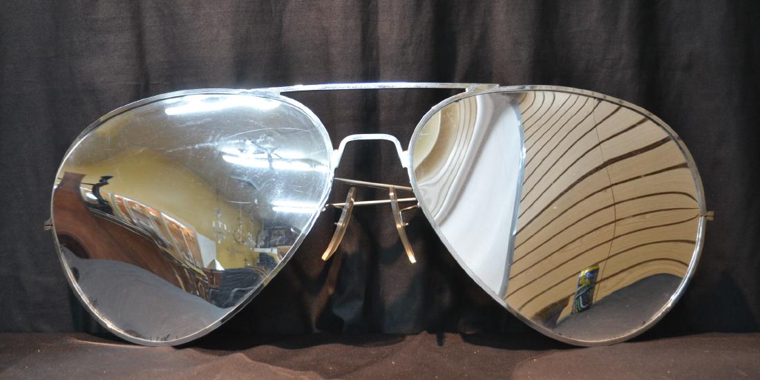 LARGE THINK BIG METALLIC SUNGLASSES: MARK THINK BIG , NYC , 1984- 44" x 13"