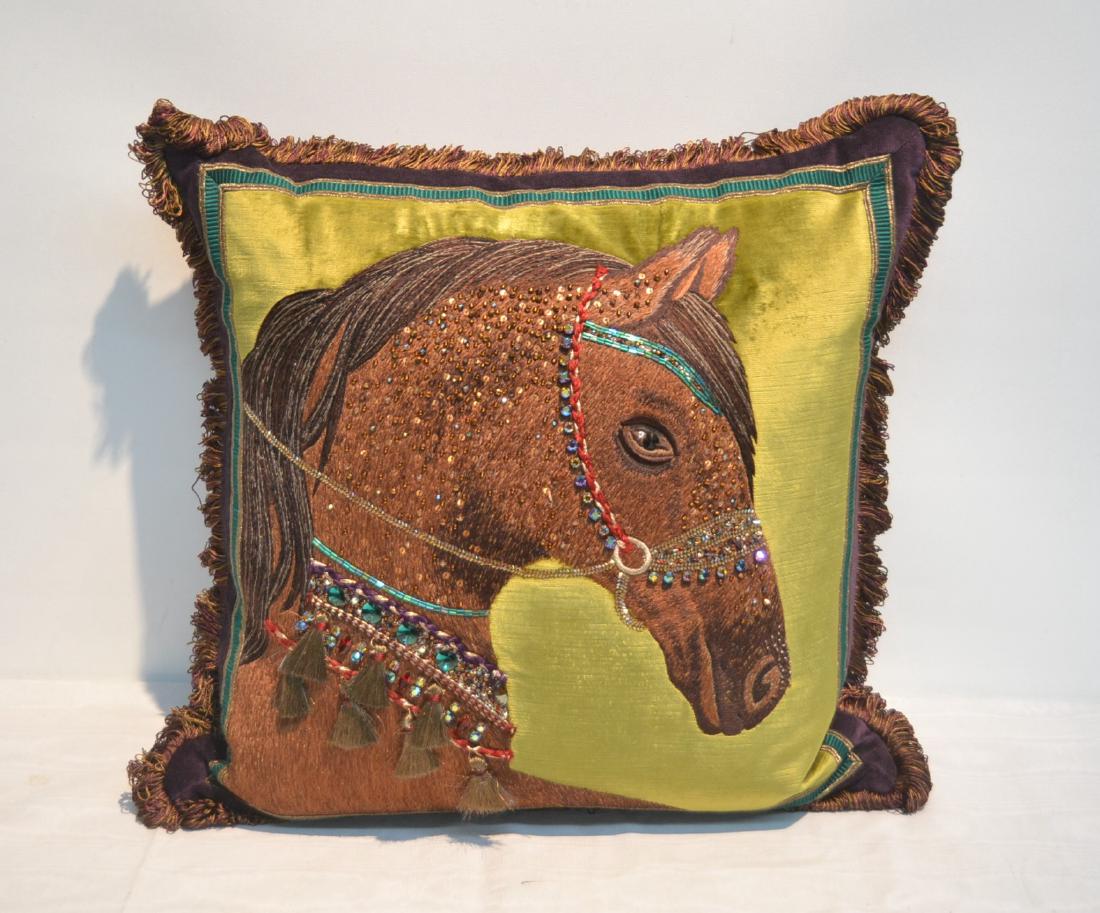 JAY STRONGWATER JEWELED HORSE PILLOW: (NEW IN BOX) 20" x 20"