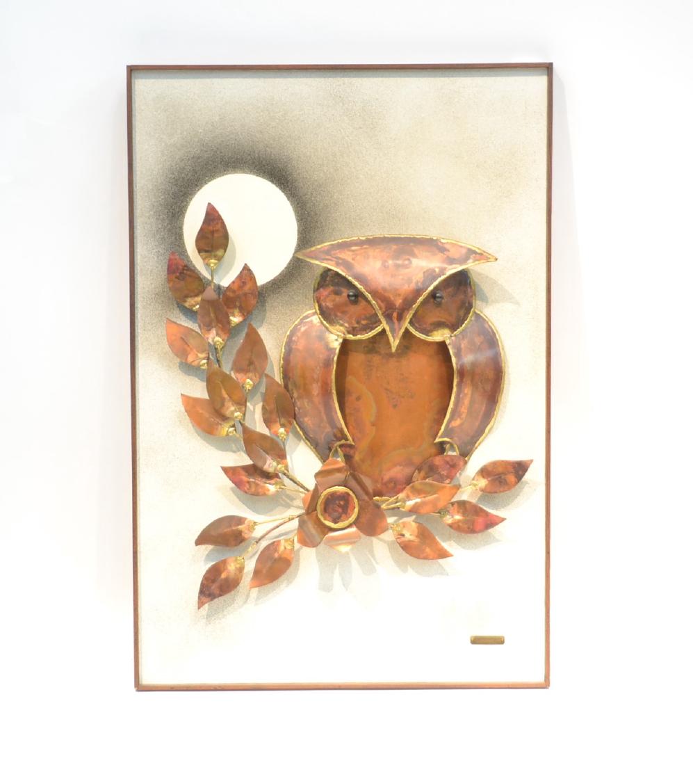 ALEX KOVACS BRUTLIST OWL WALL HANGING SCULPTURE: 24 1/2' x 36 1/2"