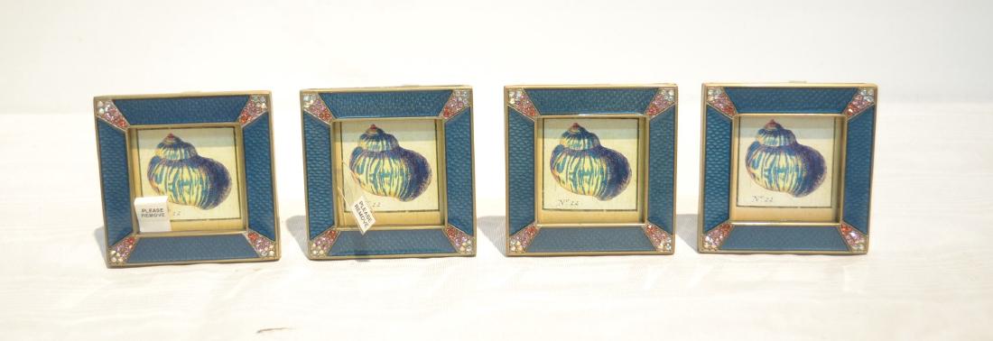 (4) JAY STRONGWATER ENAMEL PAVE CORNER FRAME: IN OCEANUA COLOR ; LELAND (NEW IN BOX) PHOTO SIZE - 2"x 2" ; 2 3/4" x 2 3/4" OVERALL