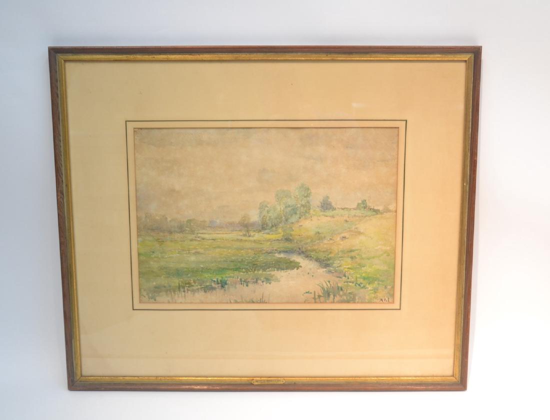 HENRY HAMMOND AHL (AMERICAN, 1869-1903) WATERCOLOR: OF "LATE SPRING" - 13" x 19" , 30" x 25 1/2"