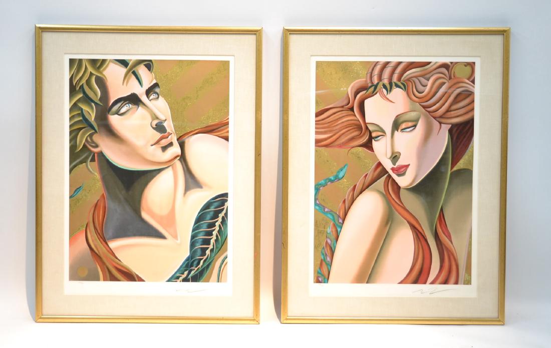 (Pr) MOSER (NEW YORK CITY) ILLUMINATIONS OF: PORTRAITS OF ADAM & EVE , HAND SIGNED & No. 292/325 ; WITH SEAL - FRAMED - 30" x 40" OVERALL