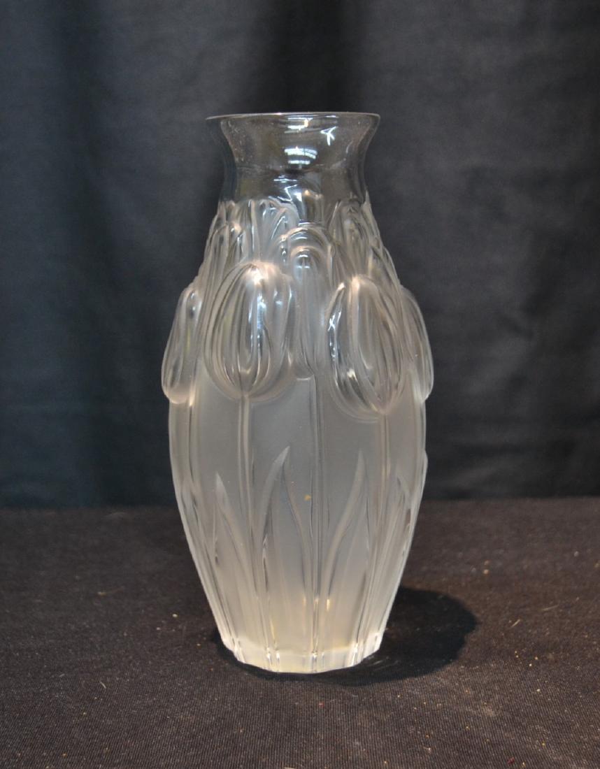 LALIQUE CRYSTAL TULIPS VASE 3 1/2" x 7"