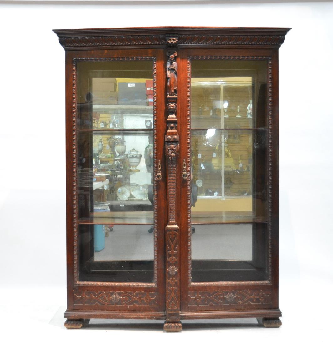 2 Door Carved Gothic Tiger Oak China Cabinet Jul 25 2018 Echoes 2 Door Carved Gothic Tiger Oak China Cabinet Jul 25 2018 Echoes Antiques Auction Gallery Inc In Ny