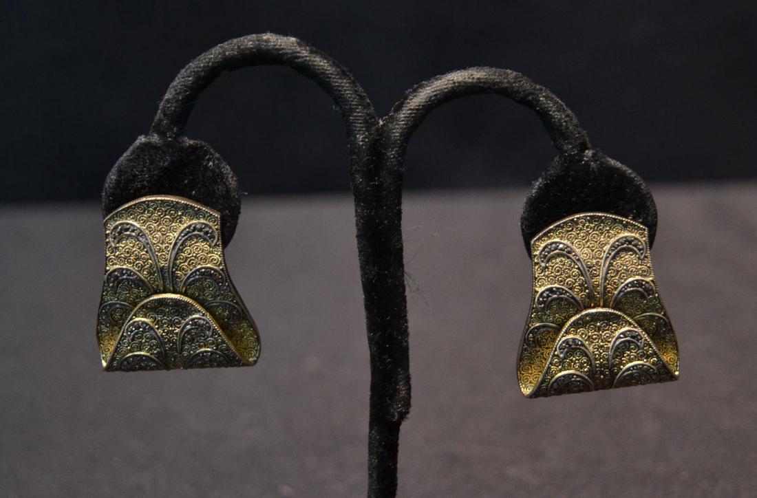 (Pr) THEODORE FAHRNER (1859-1919) STERLING: SILVER SCARF CLIPS - 1" x 1 1/2" ;0 .85ozt