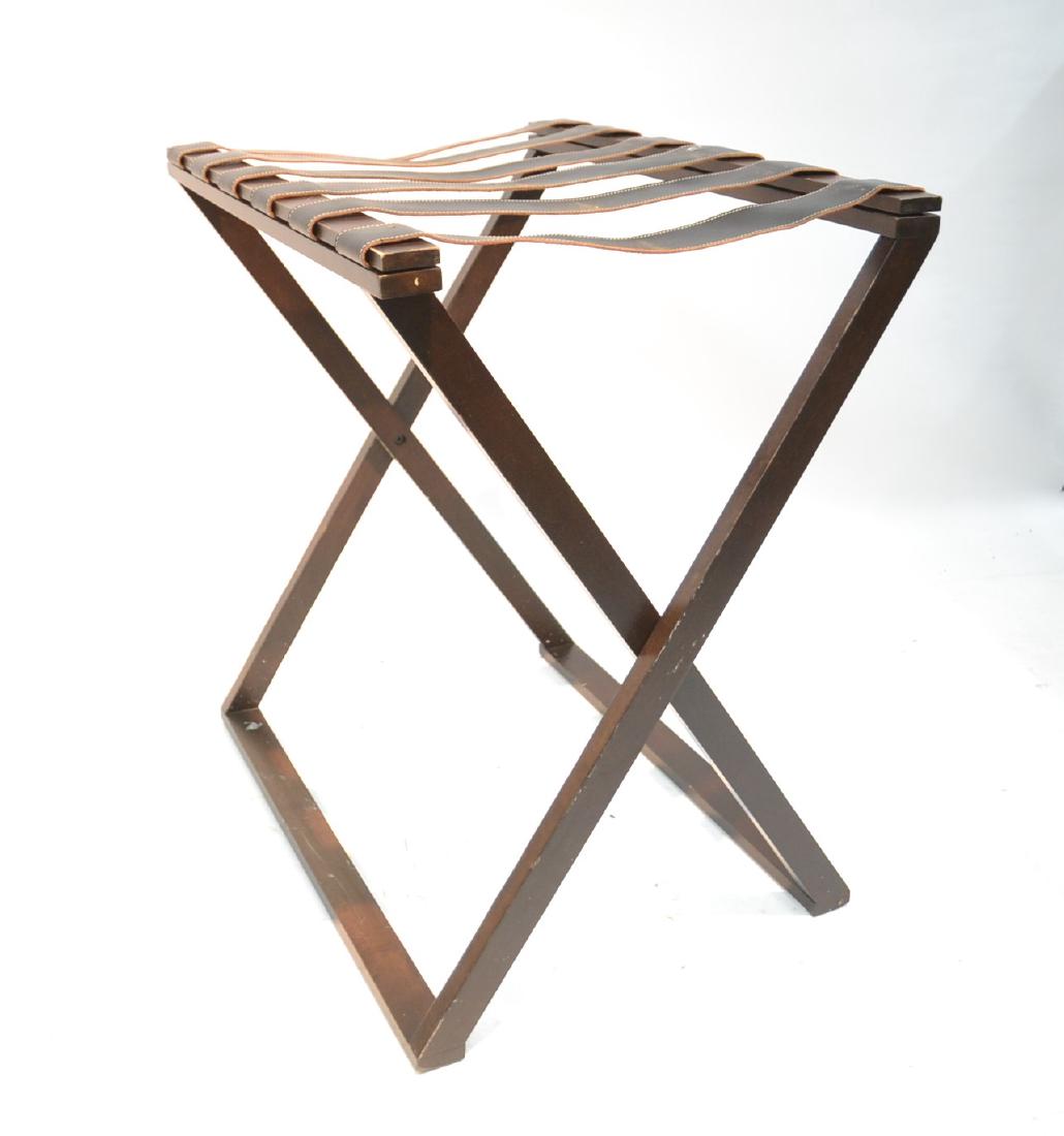 FOLDING LUGGAGE RACK WITH LEATHER STRAPS: 24" x 18" x 27"