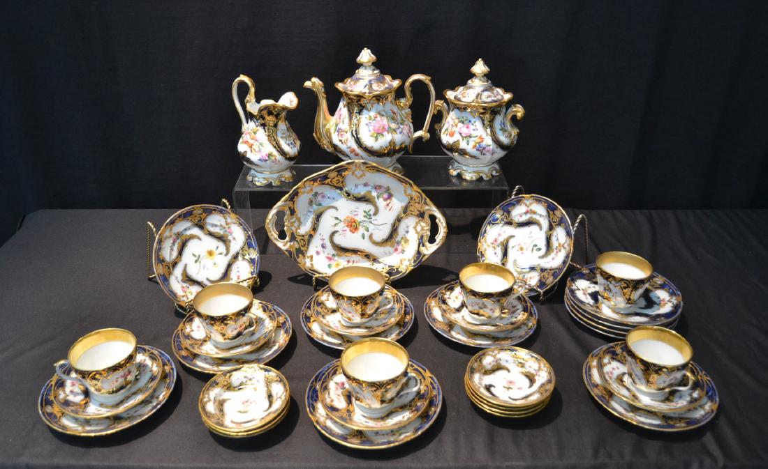 HAND PAINTED IMPERIAL RUSSIAN PORCELAIN TEA SET