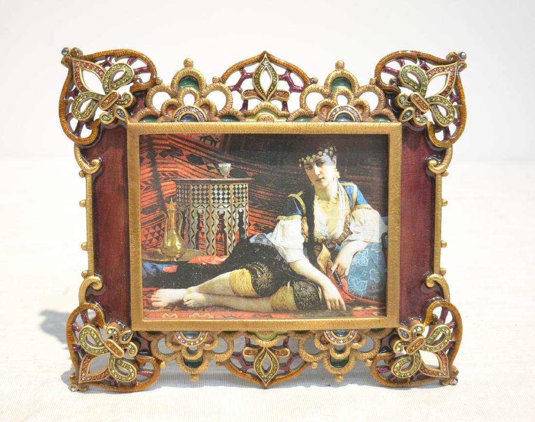 JAY STRONGWATER RECTANGULAR JEWELED FRAME: PHOTO SIZE IS 3" x 4" ; 6" x 6 1/2" OVERALL