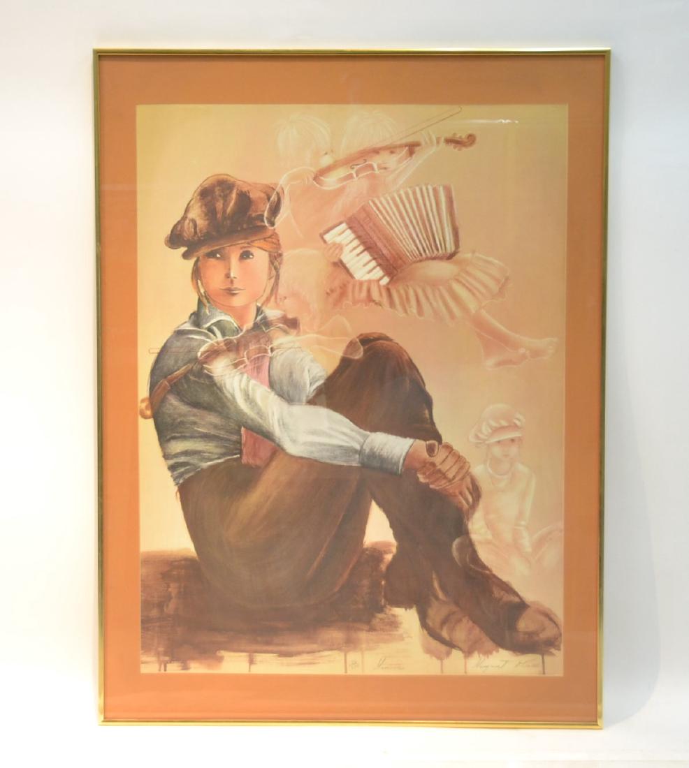MARGARET KANE LITHOGRAPH OF GIRL: REMINISCING "MEMORIES" ; NUMBERED 136/300 - 30" x 41" OVERALL