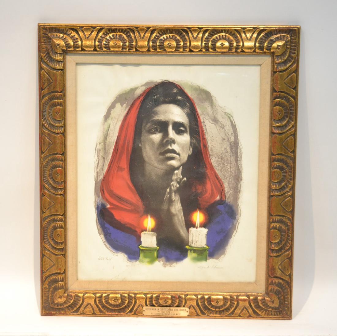 ARTIST PROOF SANDU LIBERMAN LITHOGRAPH: OF WOMAN WITH CANDLES - 27" x 31"