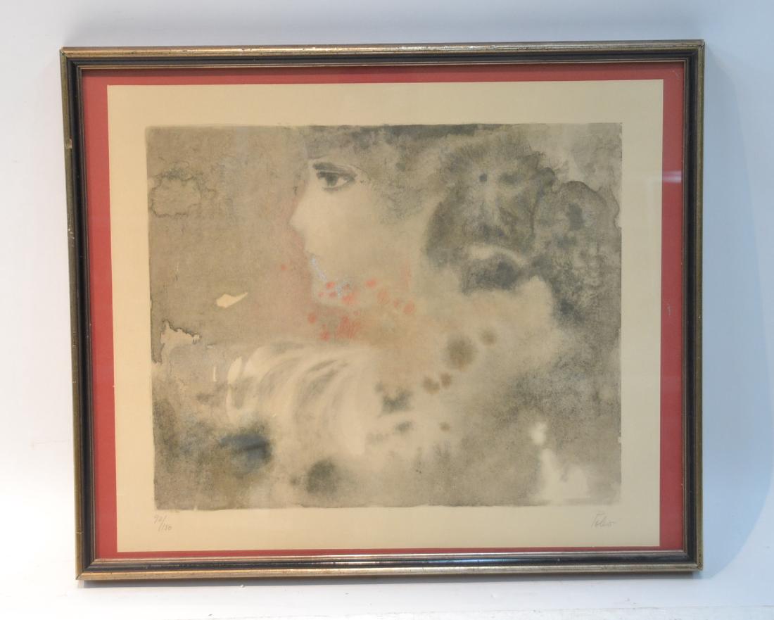 HECTOR POLEO (VENEZUELA, b. 1918) ARTIST PROOF: LITHOGRAPH OF GIRL WITH DONKEY , PENCIL SIGNED & NUMBERED 92/150 -25 1/2" x 21" OVERALL