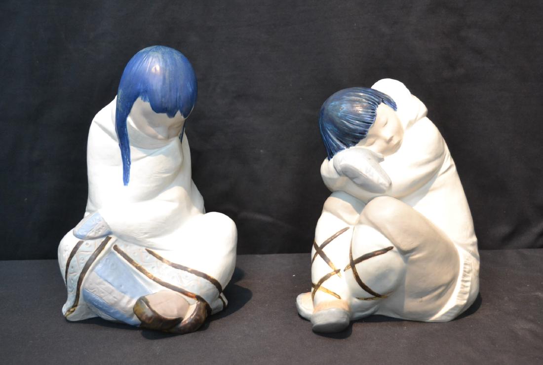 LLADRO ESKIMOS "ESKIMO NAP" & "ESKIMO SLUMBER": 7 1/2" x 7 1/2" x 12"