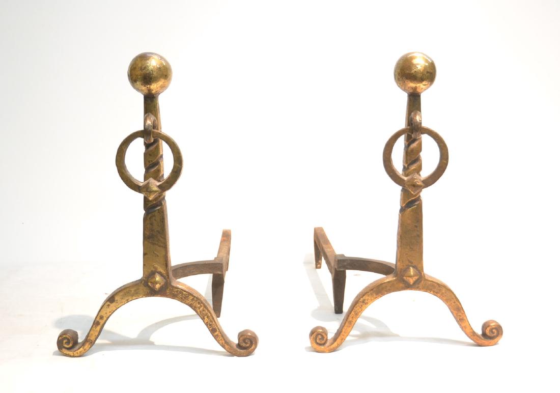(Pr) BRONZE ANDIRONS - 12" x 19" x 18": (Pr) BRONZE ANDIRONS - 12" x 19" x 18"