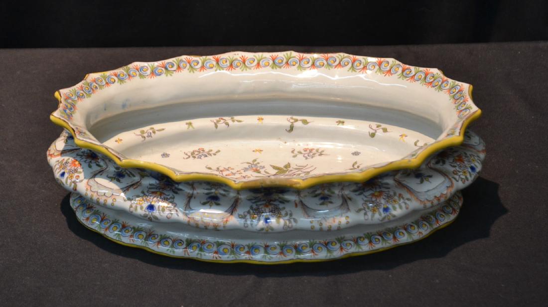 FRENCH FAIENCE BOWL - 14" x 9 1/2" x 4": FRENCH FAIENCE BOWL - 14" x 9 1/2" x 4"