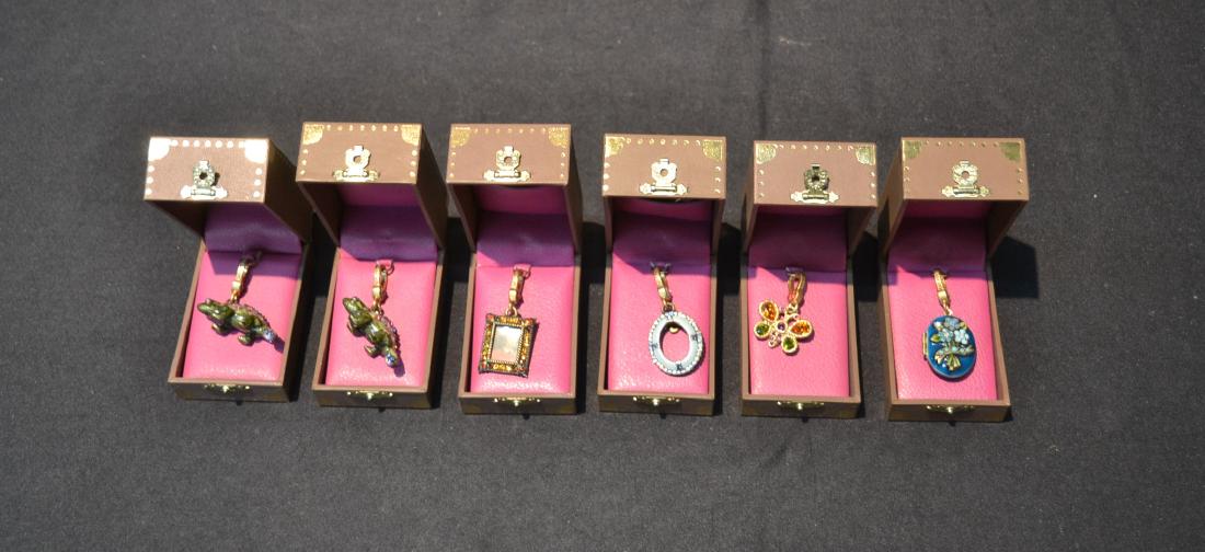 (6) JAY STRONGWATER CHARMS TO INCLUDE: DECEMBER , FRAME , BUTTERFLY, DRAGON, OVAL FRAME & CHAMELEON