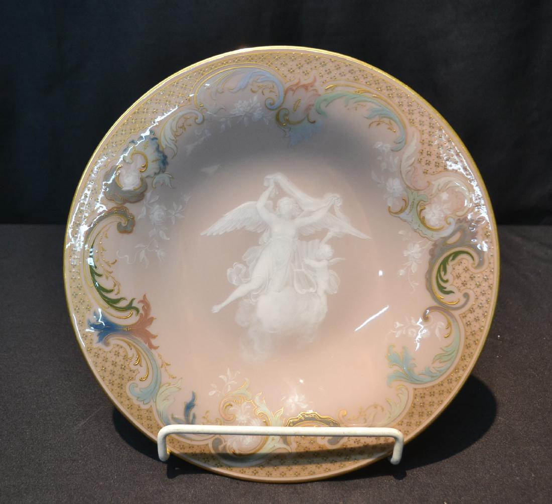 19thC MEISSEN PATE SUR PATE PLATE: DEPICTING WINGED VENUS & CUPID ; INCISED 109 - 9 3/4" x 1 1/2"