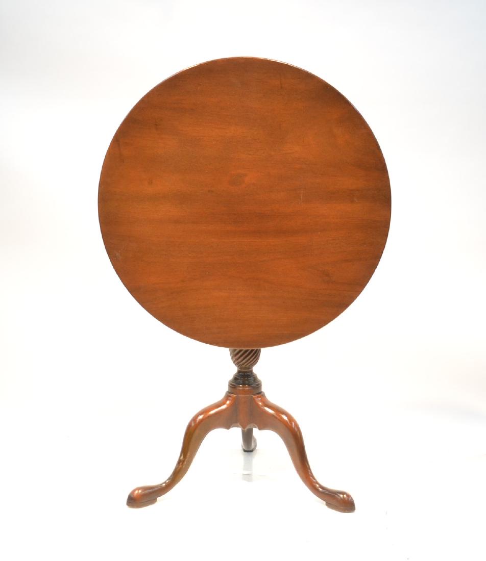 KITTINGER TILT TOP MAHOGANY TABLE: WITH BIRDCAGE - 28" x 28" OPEN