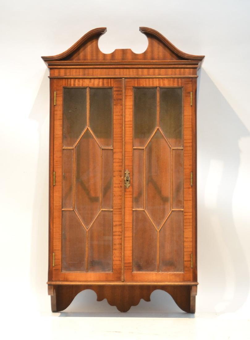 ENGLISH MAHOGANY WALL HANGING CABINET: 24" x 4" x 44" (NO SHELVES)