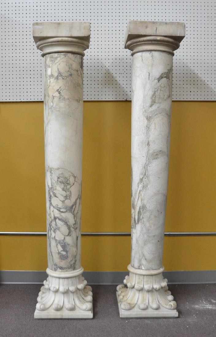 (Pr) LARGE CARVED MARBLE COLUMNS 14" x 70"