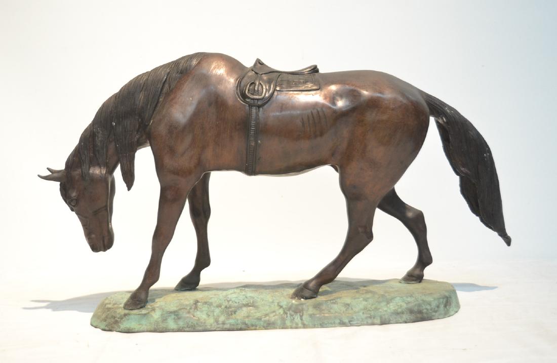 ALFRED BARYE RECAST BRONZE HORSE: SIGNED BARYE - 23" x 7" x 12 1/2"