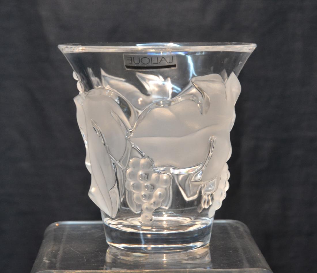 LALIQUE "SAUMUR" VASE WITH GRAPES & LEAVES