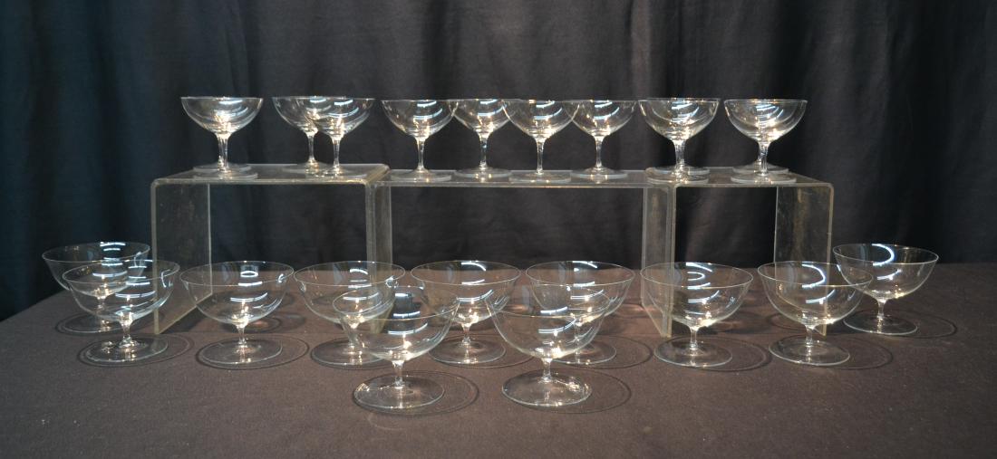 (12) JOSEF HOFFMAN "PATRICIAN" STEMWARE COMPOTES: & (11) JOSEF HOFFMAN "PATRICIAN" FRUIT COMPOTES - (23)pc's TOTAL - Josef Hoffman (1870-1956) was a designer of the Austrian Wiener Werkstatte school whose very thin stemmed glasses were originally des