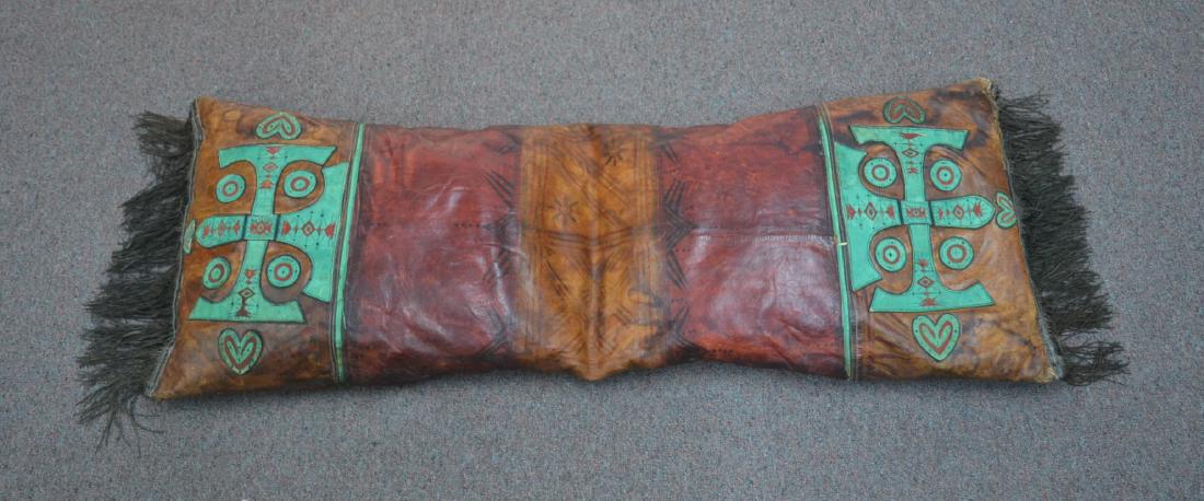 LEATHER CAMEL SADDLE WITH FRINGE - 17" x 42": LEATHER CAMEL SADDLE WITH FRINGE - 17" x 42"