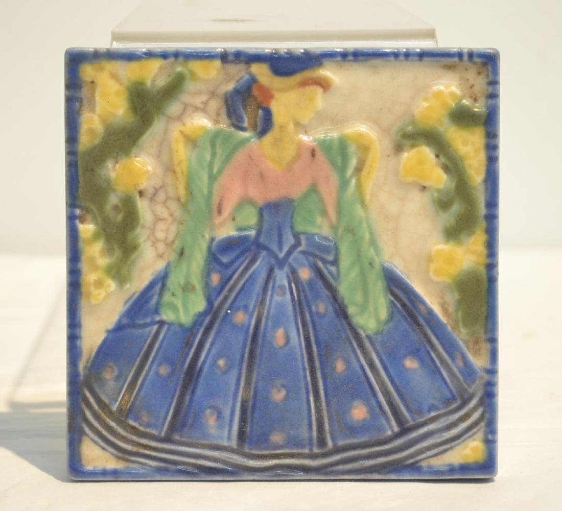 ROOKWOOD TRIVET TILE WITH WOMAN IN BLUE DRESS: 6" x 6"