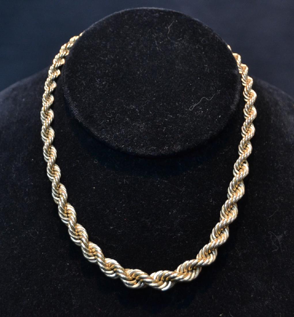 14kt GOLD GRADUATED CHOKER ROPE NECKLACE WITH: HEAVY CLASP - 14" LONG ; 52.2grams