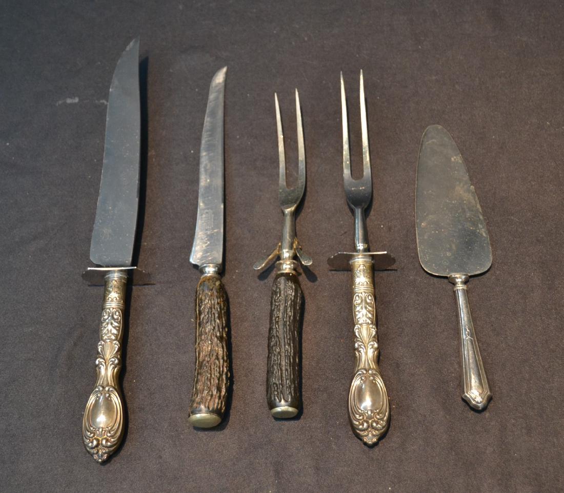 VINTAGE BONE HANDLE CARVING SET