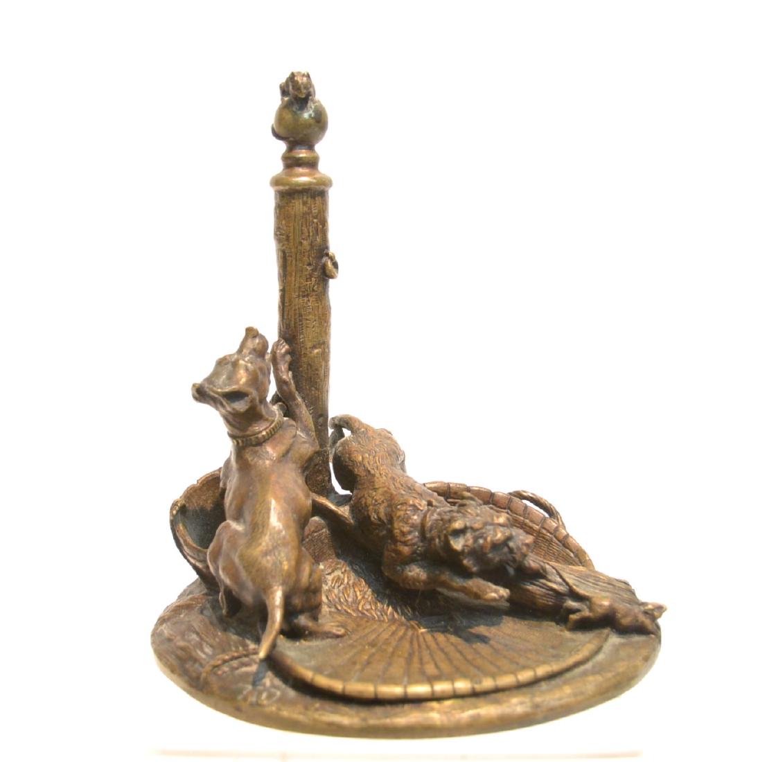 SUSSE FRERES , FRENCH BRONZE INKWELL: DEPICTING DOGS CHASING MICE , SIGNED SUSSE FRERES - 7 1/2" x 6" x 8"