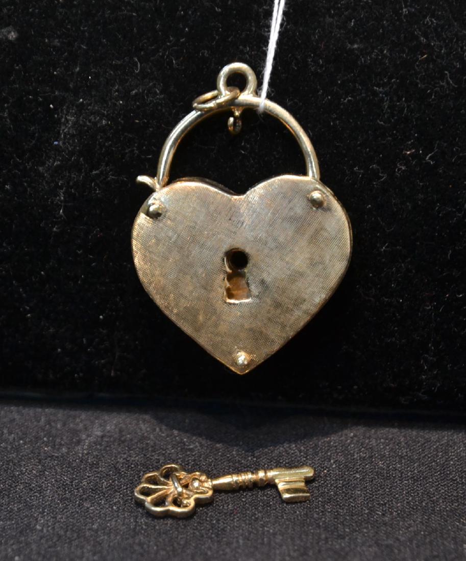 14kt GOLD HEART FORM LOCK & KEY - 13.5grams: 14kt GOLD HEART FORM LOCK & KEY - 13.5grams