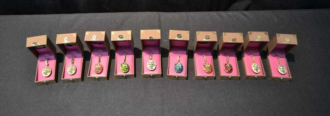 (10) JAY STRONGWATER ENAMELED BIRTHSTONE LOCKETS: (10) JAY STRONGWATER ENAMELED BIRTHSTONE LOCKETS