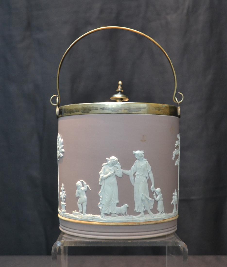 WEDGWOOD BISCUIT JAR - 6" x 6": WEDGWOOD BISCUIT JAR - 6" x 6"