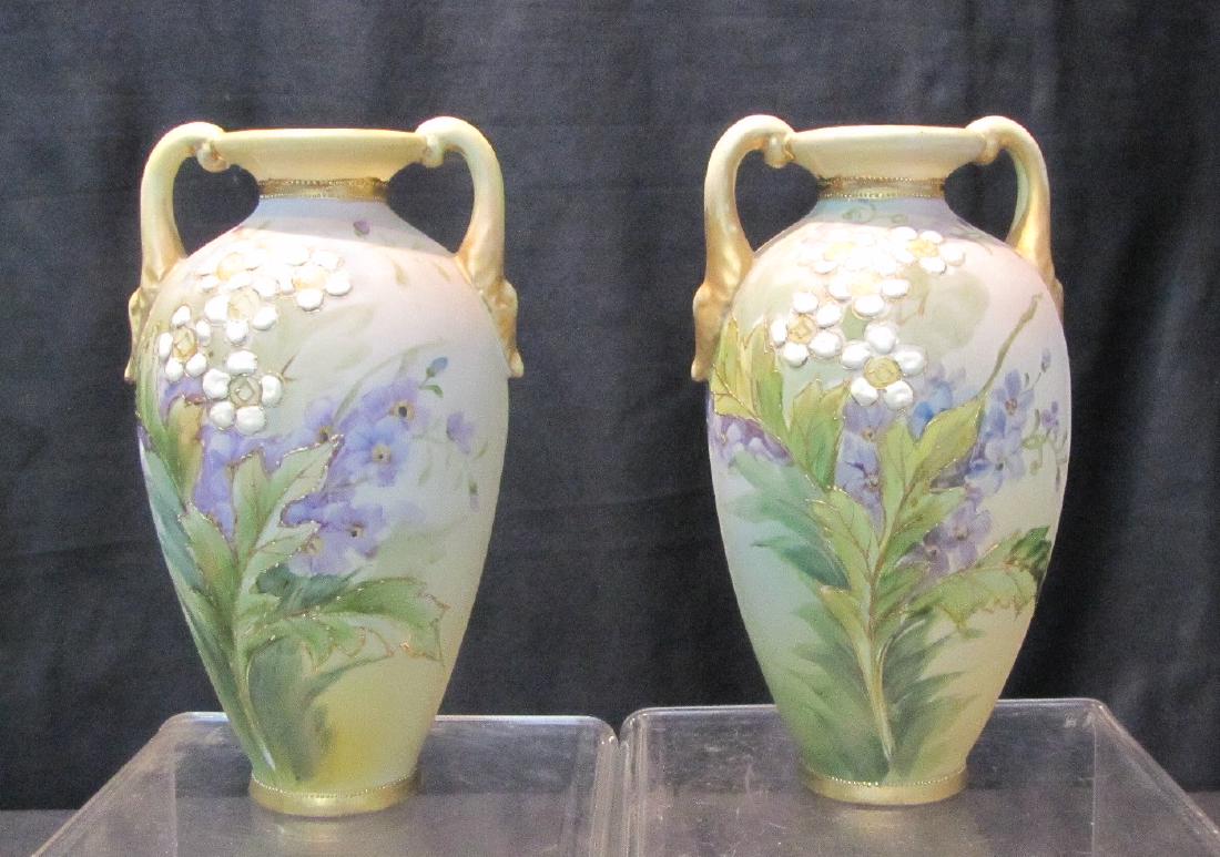 (Pr) NIPPON PORCELAIN VASES - 4" x 7": (Pr) NIPPON PORCELAIN VASES - 4" x 7"