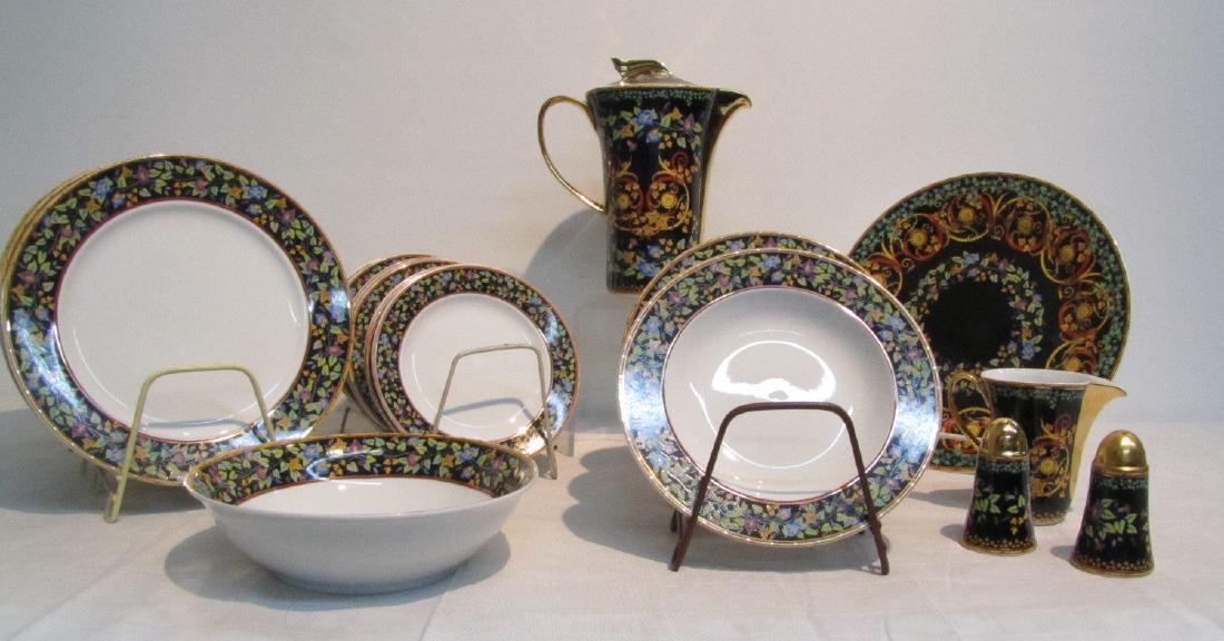 "GOLD IVY" CHINA: ASSORTED GOLD IVY CHINA , (9) DINNER PLATES , (4) SOUP BOWLS, (10) DESSERT PLATES, CHARGER , COFFEE POT , CREAMER , ROUND VEGETABLE BOWL , SALT & PEPPER
