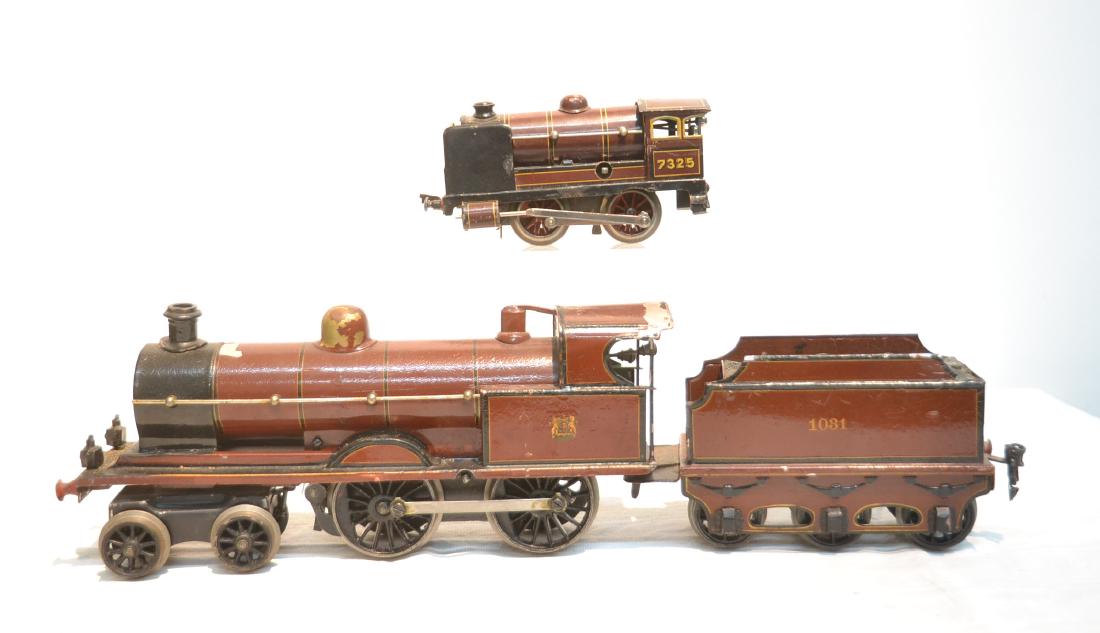 VINTAGE MARKLIN - GERMANY LOCOMOTIVE & TENDER: & SMALLER LOCOMOTIVE - MARKED 7325 ; 1081 - LARGE LOCOMOTIVE IS 3" x 12" x 5"