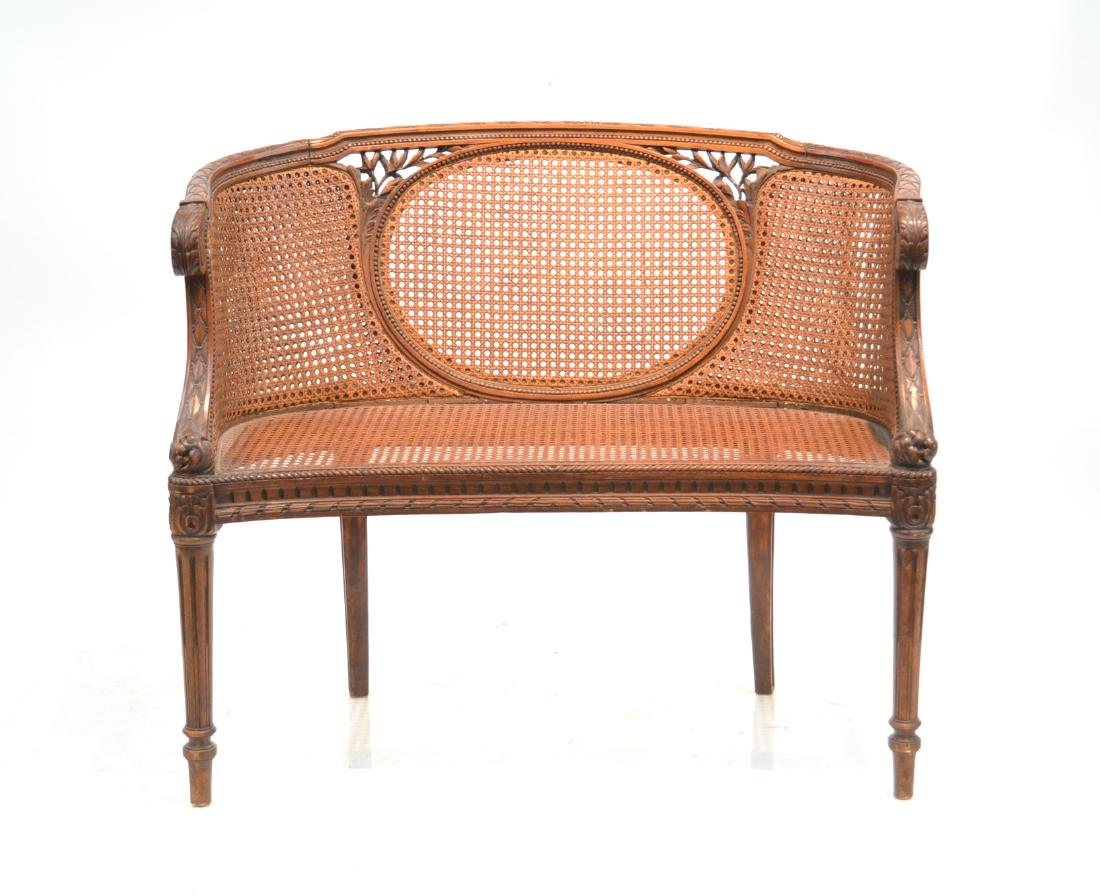 LXVI STYLE FRENCH CANE SETTEE: WITH CANE BACK & SEAT - 30" x 16" x 30"